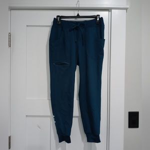 Small Petite HeartSoul Jogger Scrub Pants Caribbean Blue